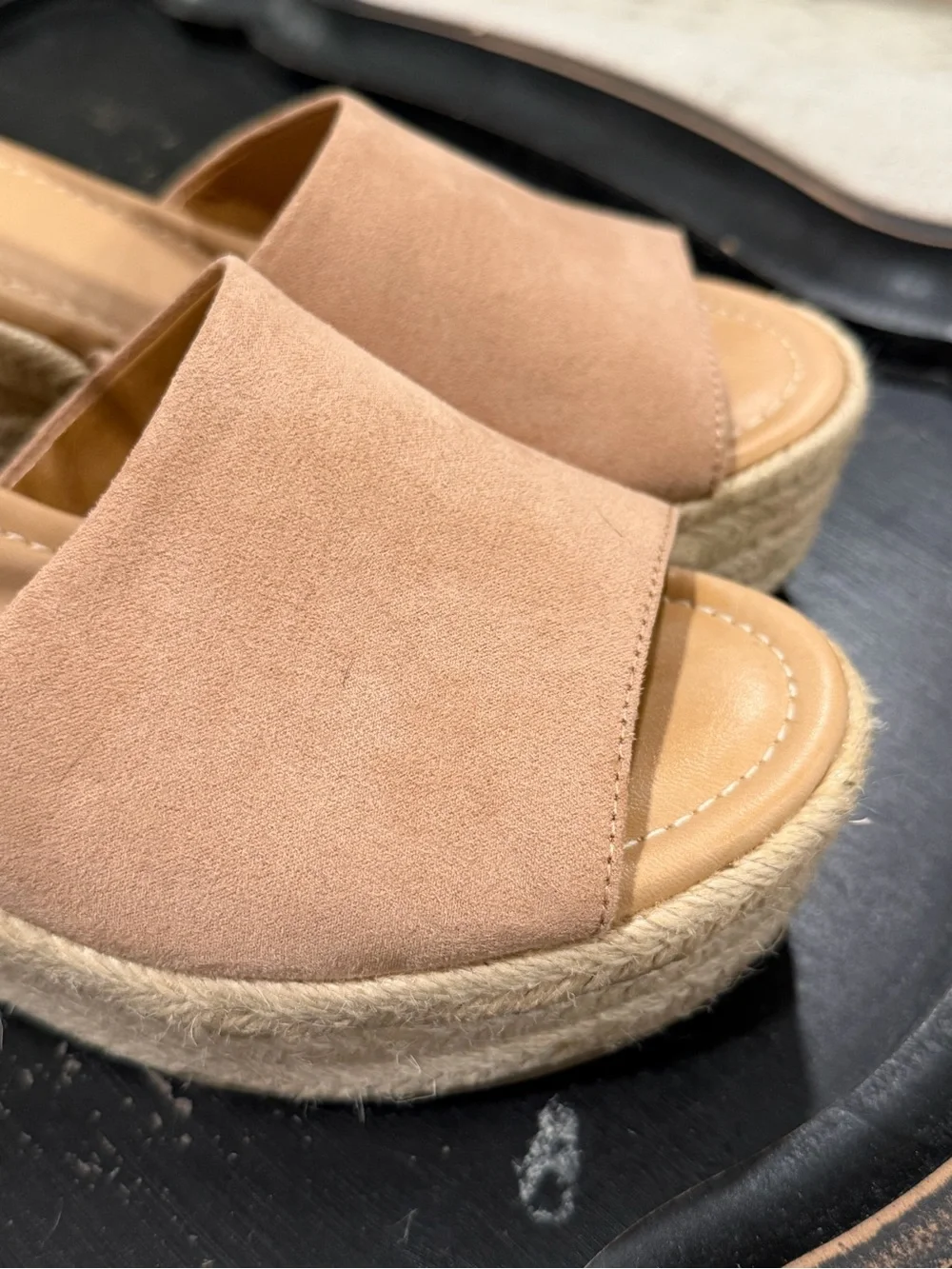 Nine West Tan Suede Espadrille Platform Wedge Sandals with Ankle Buckle - Picture 5 of 11